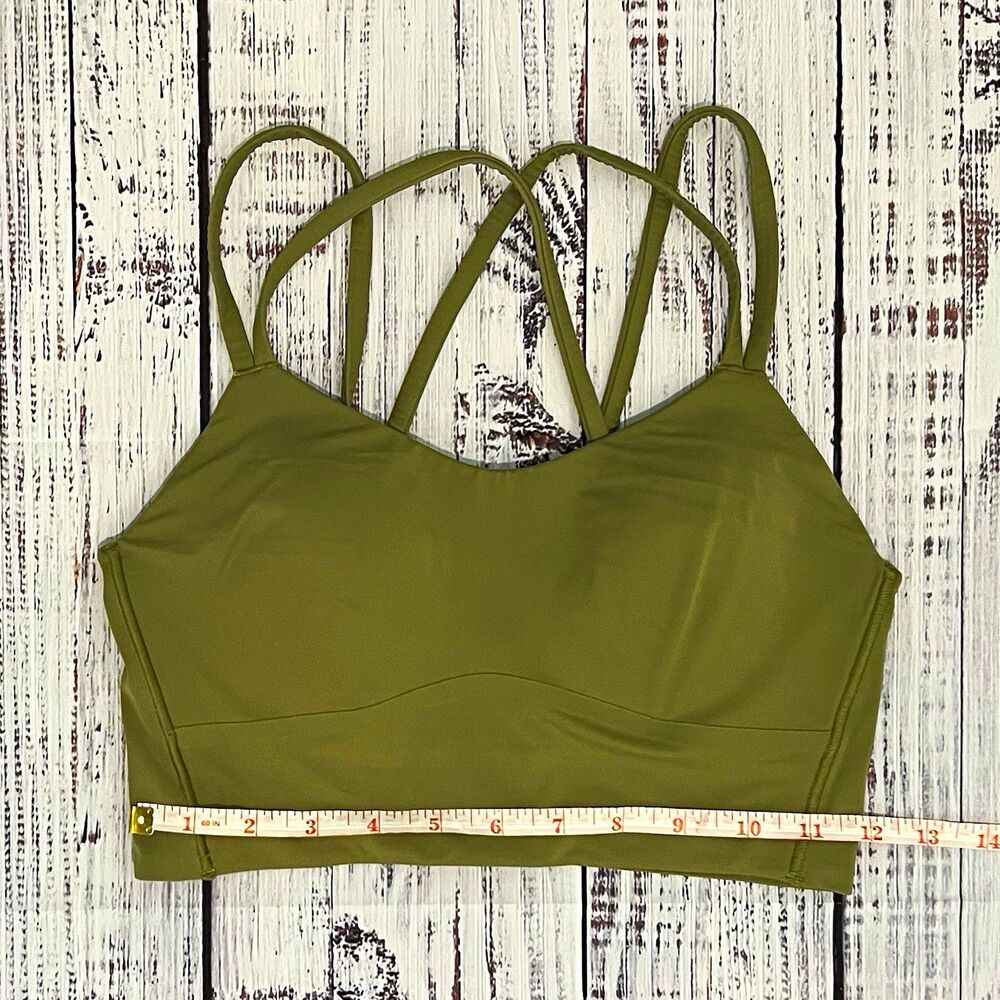 Lululemon Like A Cloud Longline Bra Size 6 Olive Green B/C Strappy Sports Bra